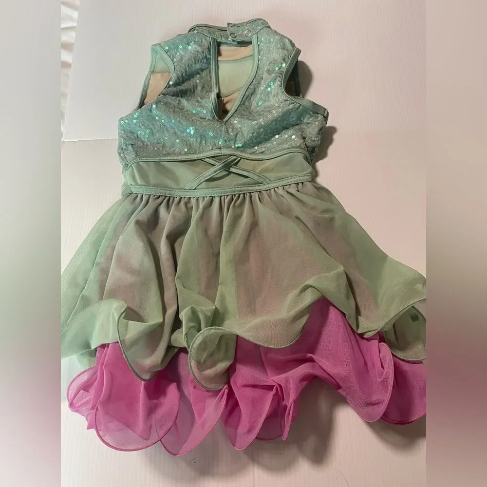 WEISSMAN Dance Costume ballet sequins blue lavender You Set Me Free 14248 IC 7/8